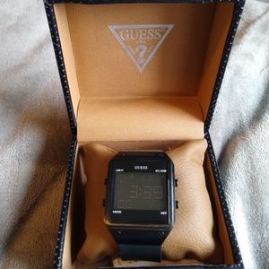 Guess Men's Black Silicone Digital Watch